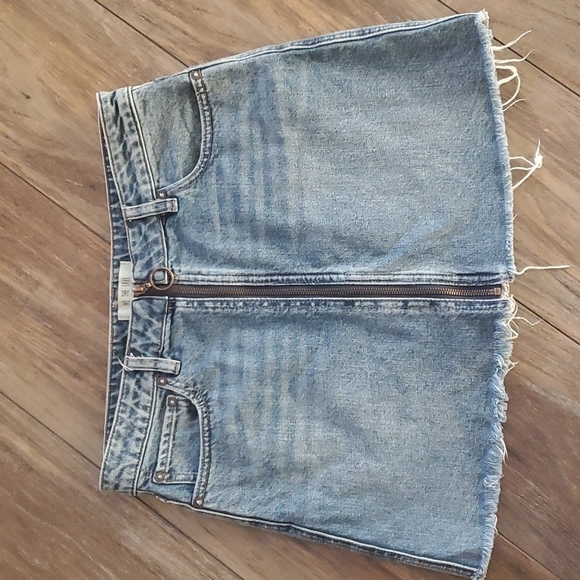 Free People Womens Zip Front Mini Denim Copper Blue Jean Skirts sz 28/4/S - Picture 2 of 9